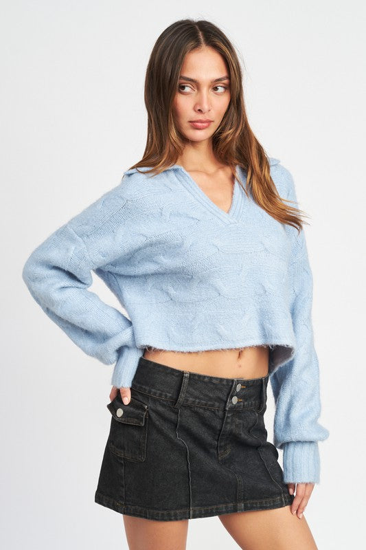 Collared Cable Knit Boxy