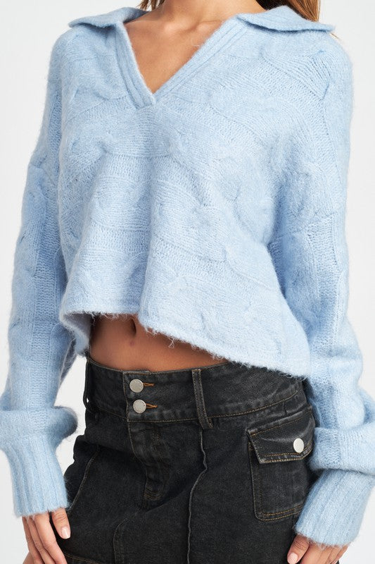 Collared Cable Knit Boxy