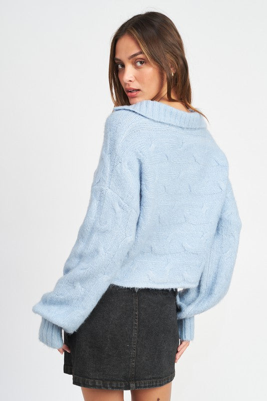 Collared Cable Knit Boxy
