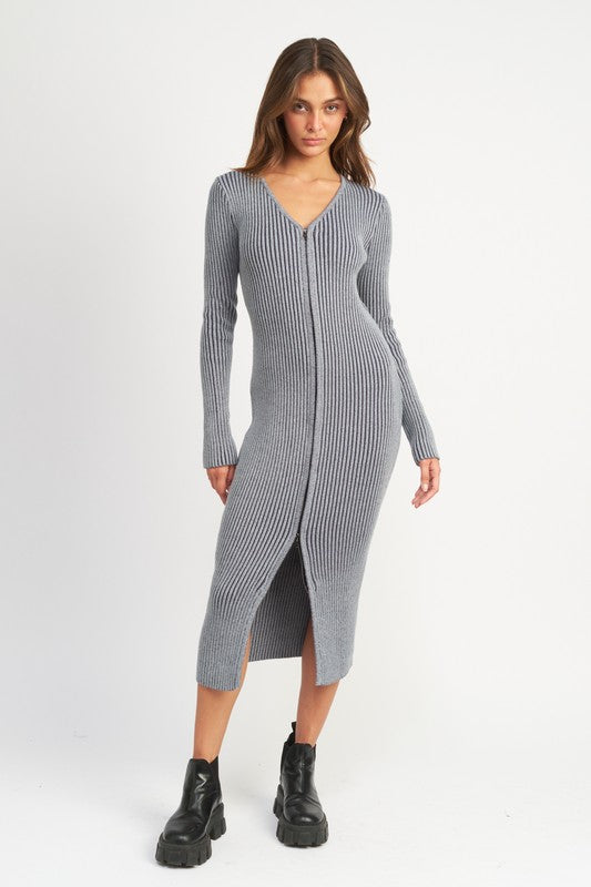 Two Way Zipper Midi