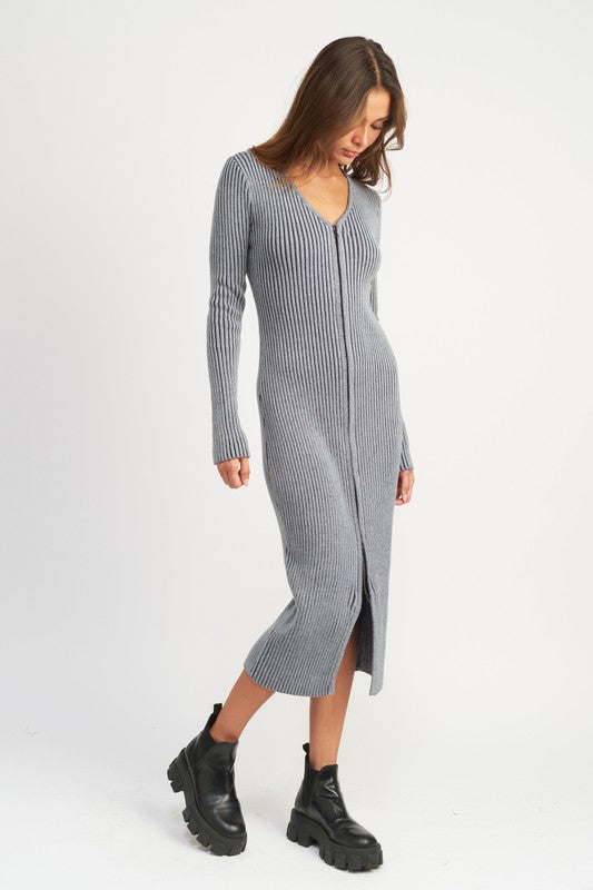 Two Way Zipper Midi