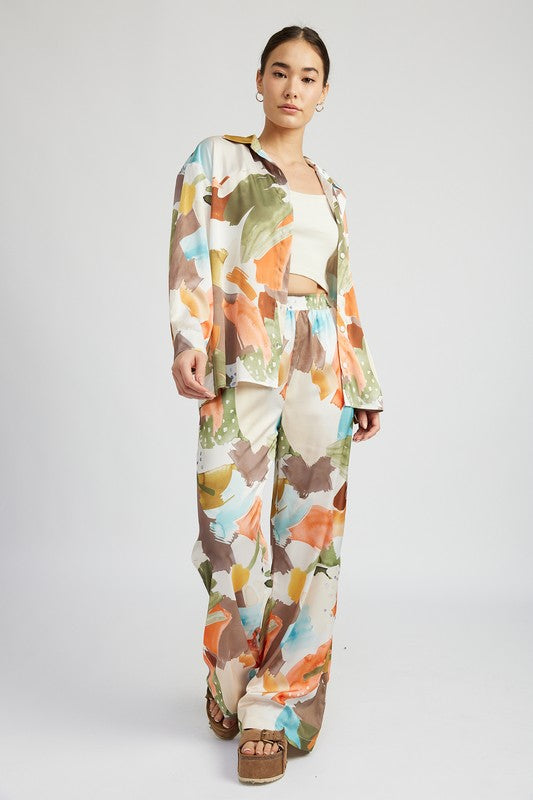 Oversized Button Up Printed Shirt