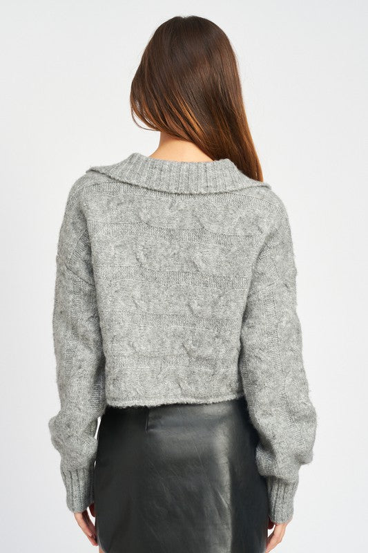 Collared Cable Knit Boxy