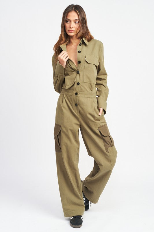Bottom Down Cargo Jumpsuit
