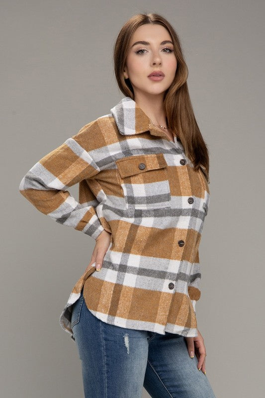 Plaid Long Sleeve Shacket