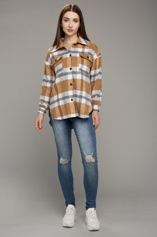 Plaid Long Sleeve Shacket