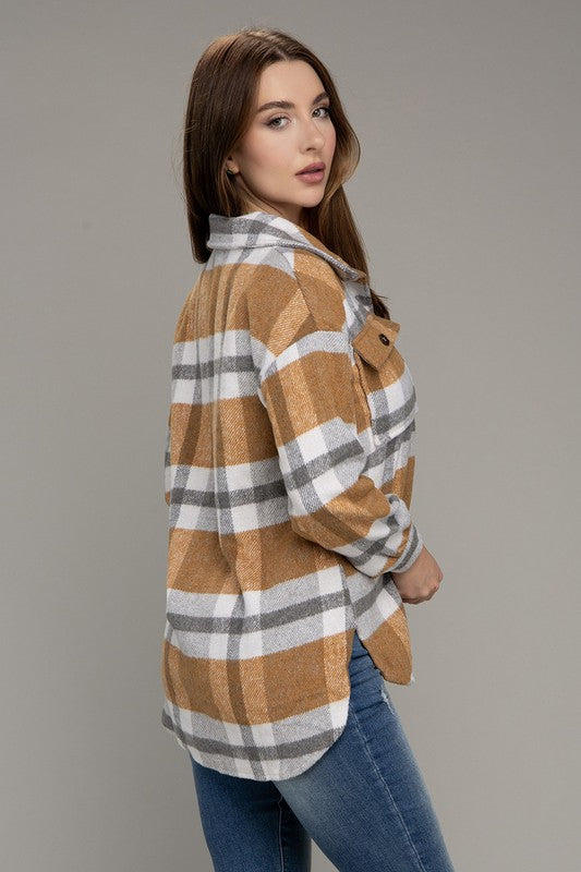 Plaid Long Sleeve Shacket