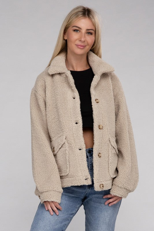 Cozy Sherpa Button-Front