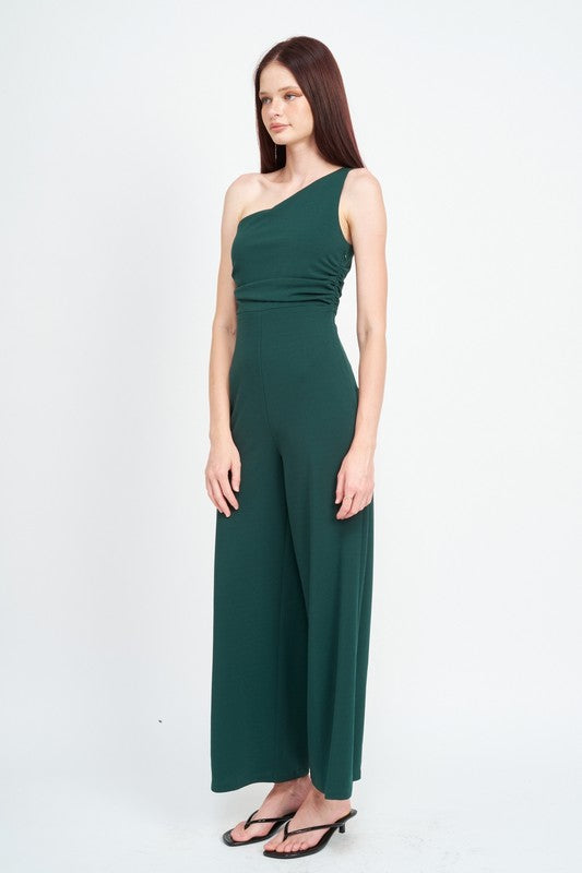 Wide Leg One Shoulder Jumpsuit